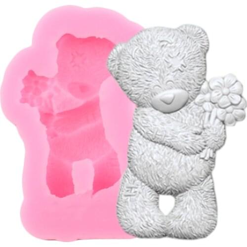 3D Bear Silicone Molds Chocolate Fondant Mold Sugarcraft Cake Decorating Tools DIY Cupcake Topper Candy Polymer Clay Moulds