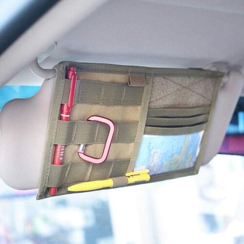 Tactical MOLLE Vehicle Visor Panel EDC Tool Pouch CD Storage Bag Truck Car Sun Visor Organizer Auto Gear Accessories Holder