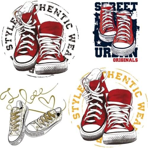 Iron on transfer for clothing vinyl iron on transfer cool sport shoes logo patch badge patch stickers on clothes print applique