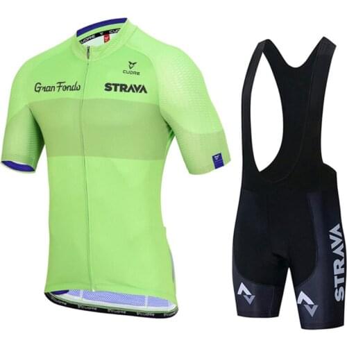 New STRAVA Summer Cycling Jersey Set Breathable Team Racing Sport Bicycle Jersey Mens Cycling Clothing Short Bike Jersey