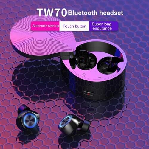 TW70 Mini Wireless bluetooth headset BT5.0 In-Ear Earbuds Earphones Touch Control 3D Stereo Earpiece With Charge Box