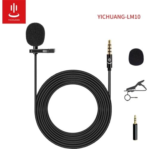 YICHUANG 3.5mm plug Microphone lavalier microfono YC-LM10 for recording Android Vlog Mic DSLR Camcorder Recorder