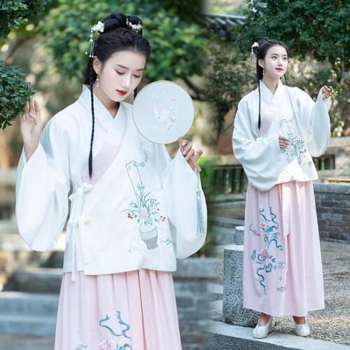 Made Pipa sleeve jacket skirt traditional cross collar long sleeve jacket skirt ancient suit Han element Ru skirt suit