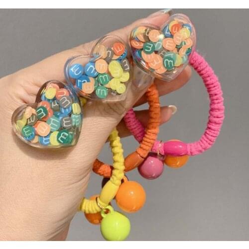 Women Hair Ties Elastic Rubber Bands Bow Girl Heart Letters Colorful Korean Summer Head Accessories Scrunchies Wholesale