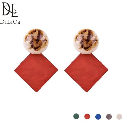 DiLiCa Fashion Drop Earrings for Women Resin Geometric Statement Earrings Korean Style Dangle Earring Female Jewelry aretes