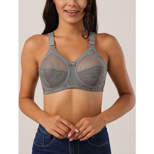 Plus Size Full Cup Womens Lace Bras Bralette Wireless Minimizer Brassiere Underwear Tops Sexy Lingerie B C D DD Cup