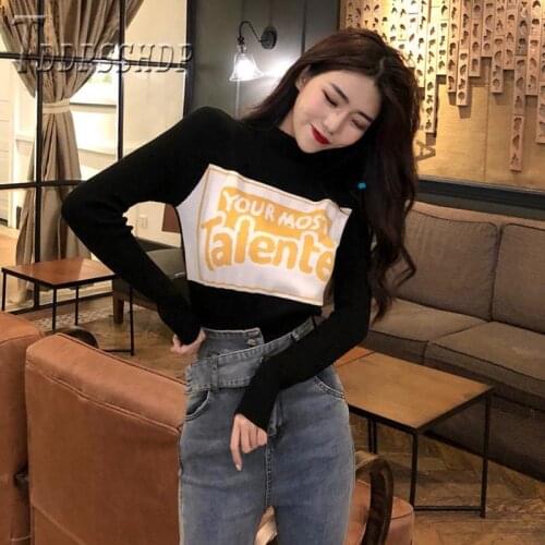 2019 Autumn Korean Chic Knitting Women Sweater Warm Bottoming Tops Jumper Female Sweaters