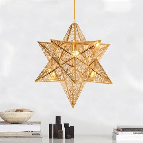 Star Pendant lamp simple all copper bedroom lamp bar entrance originality decorative lighing pendant light lamps ZA8246