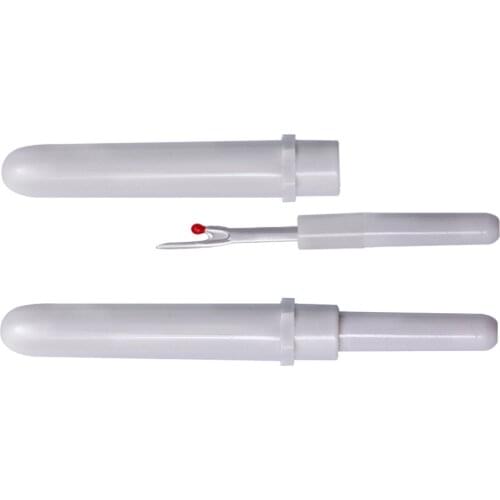 2 Pieces 8.2cm Steel White Seam Ripper Sewing Tool Stitch Thread Unpicker Hole Cutter with Plastic Cap