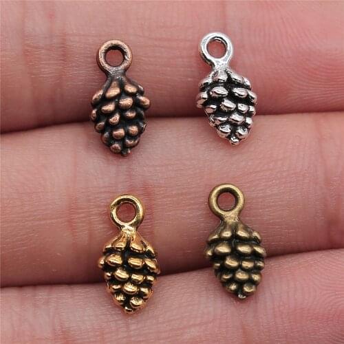 20pcs 12x7x7mm Charm 3D Pine Cone 4 Colors Pine Nuts Charms Pendant For Jewelry Making DIY For Bracelet Necklace
