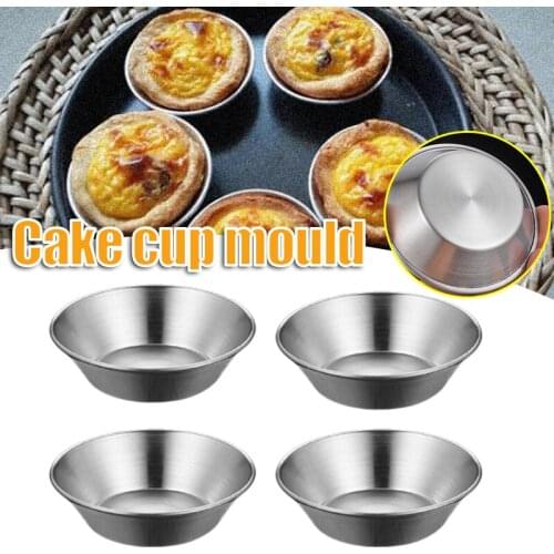 4pcs Egg Tarts Molds Stainless Steel Durable Reusable Mini Jelly Cake Cupcake Molds for Baking GQ