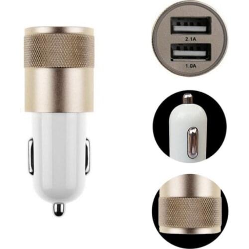 10pcs/lot Car charger 2 Port USB Car Charger 2.1A/1A Aluminum For iPhone 5 6 6Plus 7 7Plus For iPad For Galaxy S7 S6 S5 Note 3 4