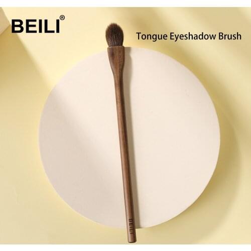 BEILI Natural Walnut Wood Makeup Brush Eyeshadow Detail Highlight All Over Shader Powder Make Up Brush Goat Hair Handmade