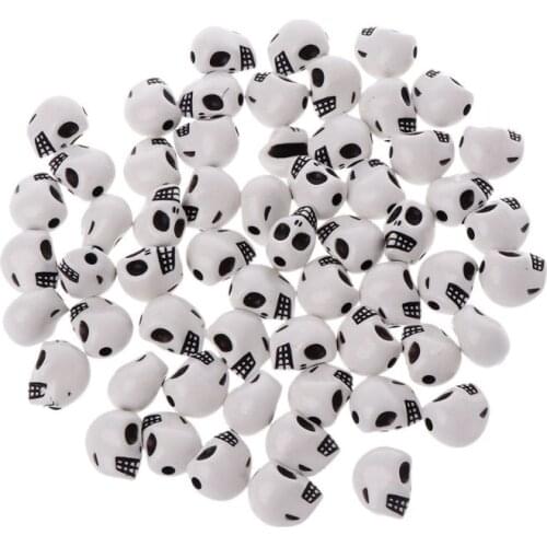 60pcs Skull Head Loose Beads For Bracelet Necklace DIY Making Charm Jewelry Crafts QXNB