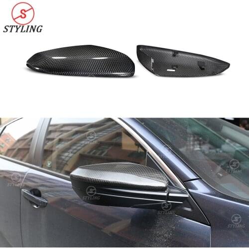 For Civic 10th Dry Carbon Car Mirror Cover For Honda 2016 2017 2018 2019 Rear Side View Caps Mirror Cover Replacement style