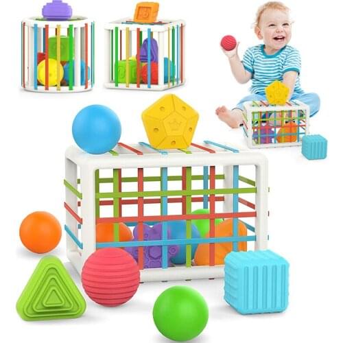 Baby Shape Sorting Toy Motor Skill Tactile Touch Toy 10 Months To 3 Years InnyBin Soft Cube Montessori Educational Toys