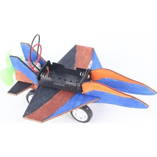 Kids Creative DIY Assembly Electric Slide Airplane Model Science Experiment Toy