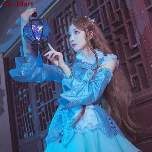 Game Dou Luo Continent NingRongRong Cosplay Costume Gorgeous Blue Uniform Dress Female Activity Party Role Play Clothing S-XL
