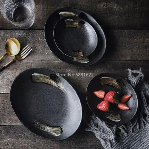 Japanese Style Ceramic Large Fish Plate Restaurant Multi Size Home Fruit Snack Dinner Plate