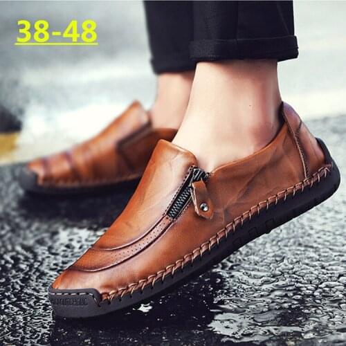 Classic Men Casual Shoes High Quality Leather Men Loafers Flat Spring Autumn Mans Moccasins Shoes Breathable Mens Flats Shoes