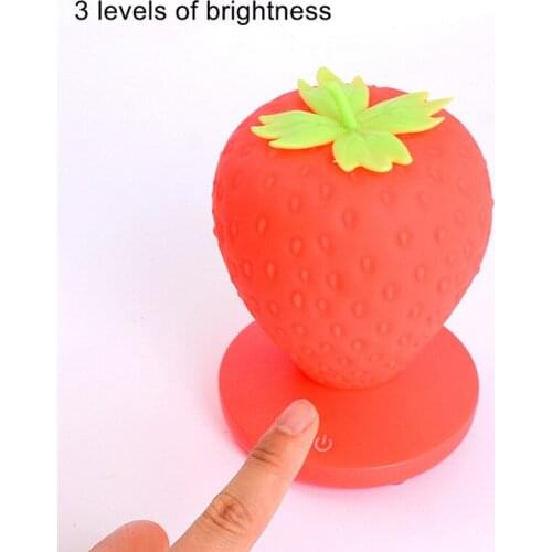 Creative charging strawberry light USB three-speed dimming night light touch light feeding lamp childrens room decoration table