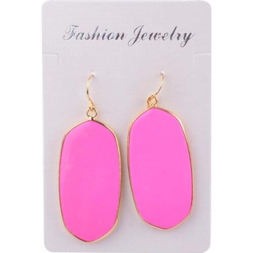 Fashion female leaf natural stone rose red slice girl exaggerated earrings beautiful jewelry