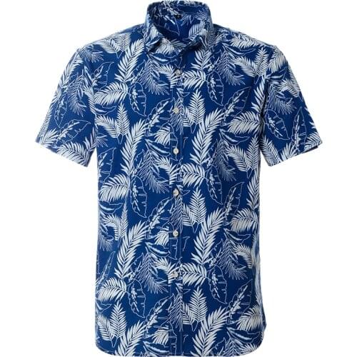 100% Cotton Hawaiian Printed Mens Shirt US Size Regular Fit Short Sleeve Beach hawaii European Size