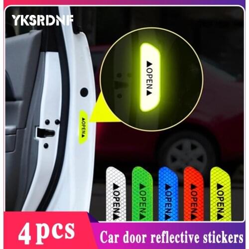 4Pcs/Set Car Door Stickers DIY Car OPEN Reflective Tape Warning Mark For Hyundai Creta Tucson i30 ix35 Solaris i20 Kona ix25