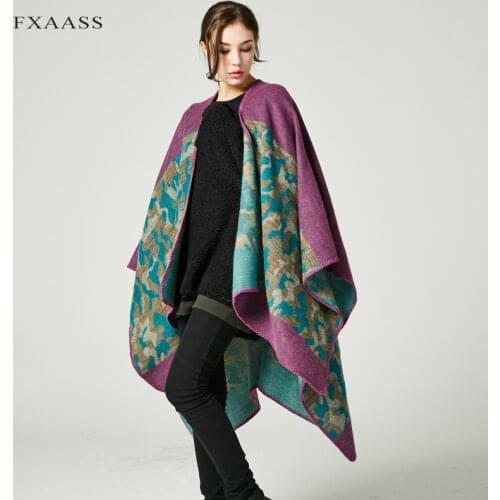 FXAASS New Autumn/Winter Shawl Blanket Poncho Women Scarf for Lady Camouflage Cashmere Scarves Warm Pashmina Wholesale Cape