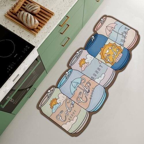 New Arrive Coke Burger Shape Leather PU Waterproof Kitchen Floor Mat Long Carpet Anti Slip Home Decor Doormat Kitchen Rugs