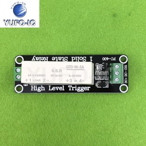Free Ship 1PCS 1-Way High-Level Trigger Solid-State Relay Module Single-Phase Electric Relay Solid State 5A DC Control DC-DC