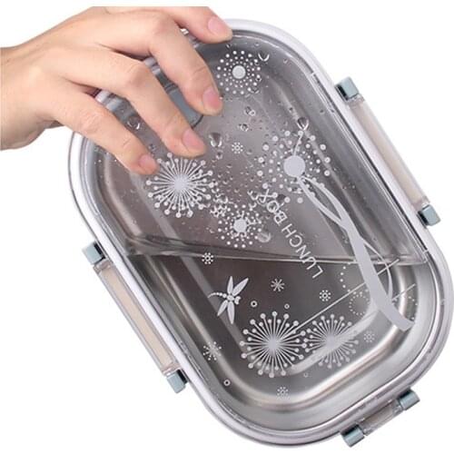 ONEUP Lunch box Stainless Steel Eco-Friendly Portable Food Container Bento Box Microwavable Leakproof With Spoons Food Box