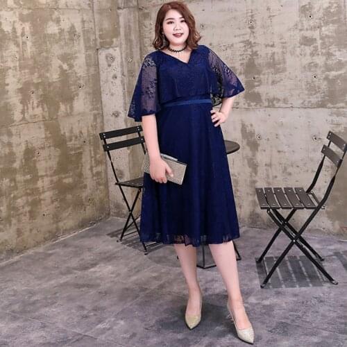 Prom Dresses A-Line Plus Size Vestidos De Gala Lace Half Sleeves Regular Ligature V-Neck Simple Women Elegant Party Dress D029