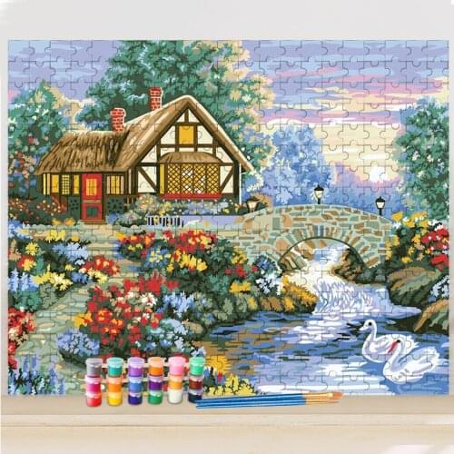 RUOPOTY Rual DIY Painting By Numbers Jigsaw Puzzle For Adults Modern Picture Acrylic Paint By Number Landscape For Diy Gift