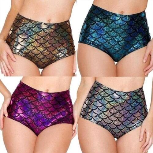 Sexy Fish Scale Underwear Womens Mid-waist Panties Panties Shorts Underwear Black Red Panties Womens Sexy Underwear