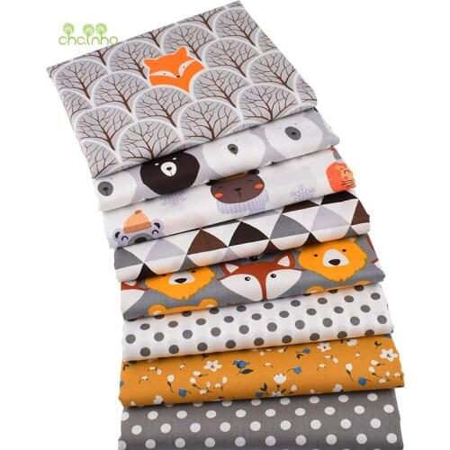 Chainho,Jungle Animals Series,Printed Twill Cotton Fabric,For DIY Quilting Sewing Baby&Children Sheet,Pillow,Material,Half Meter