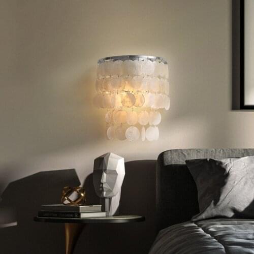 Modern simple white natural shell loft LED wall lamp coffe shop bar restaurant bedroom dining room bedside cafer lighting