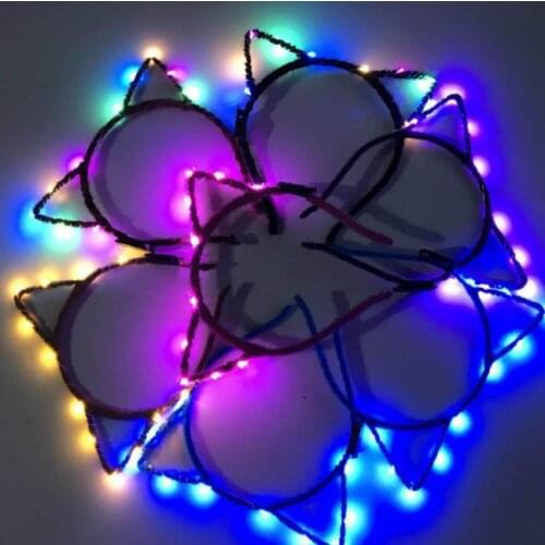 LED Light Up Cat Ear Headband Party Glowing Supplies Women Girl Flashing Hair band football fan concet fans cheer props gifts