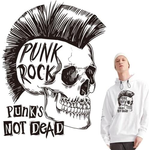 DIY Punk Biker Rock Iron on Heat Transfer Motorcycle Patches for Clothing Ironing Thermal Stickers On T-shirt Applique Stripes F