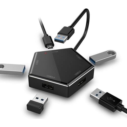 USB3.0 Hub 1 in 4 with Micro External Power Supply Hole High-Speed Compatibility Drive-Free Computer Accessories Extension Dock