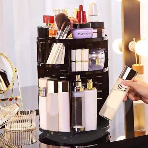 360 Rotation Makeup Organizer Large Capacity Waterproof Bathroom Cosmetic Storage Box Jewelry Lipstick Container Desktop Drawer