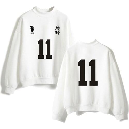 Japan Anime Haikyuu Karasuno High School Volleyball Club Oversized Hoodies Men Women Long Sleeve Fleece Turtleneck Kpop 2020 300