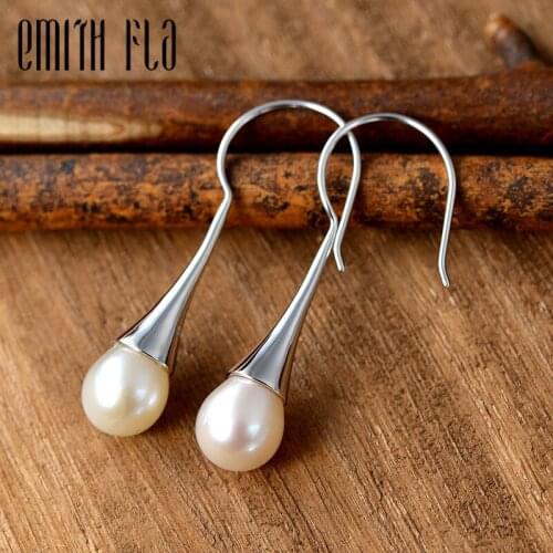 Original 925 Sterling Silver Dangle Earrings Girls Long Earrings For Women With Natural Pearl Earrings Bijoux 2018 Gifts