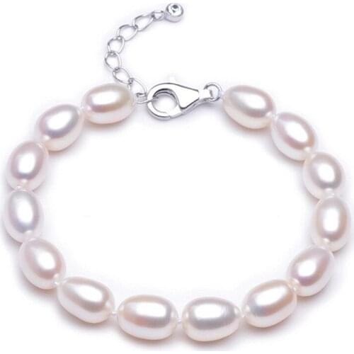 925 sterling silver Pearl Jewelry 8-9mm real Natural Pearl Pearl diameter Bracelet Sterling silve Jewelry Bracelet for Women
