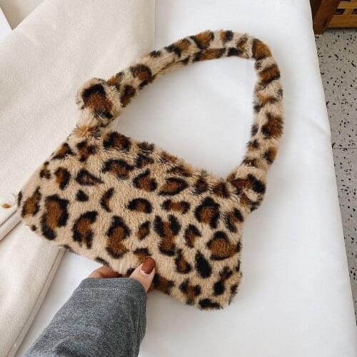 Winter Plush Handbag Women Shoulder Bag Vintage Zebra Pattern Underarm Pouch Autumn Female Soft Warm Fur Tote Purse For Lady Bag