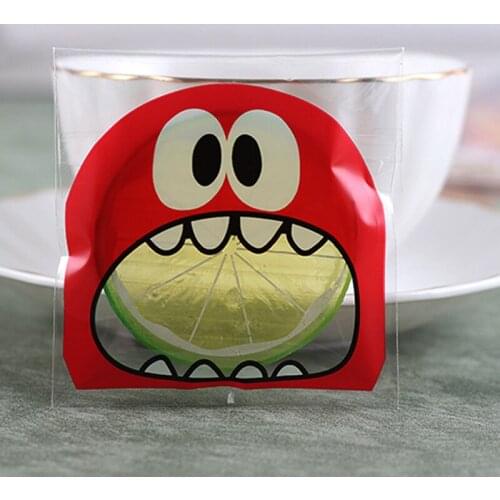 100PCS 7*7CM Cute Self-adhesive Plastic Natale Bags For Cookies Christmas New Year Biscuits Gift Bag Candy Package Bags