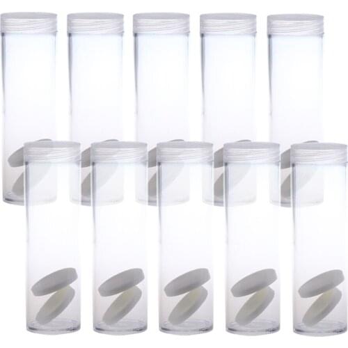 10x Transparent 27mm Coins Collection Storage Sleeves Tube Case Supplies