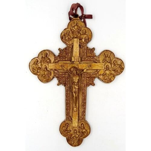 12 Apostles Cross INRI Christian Jesus Emmanuel Catholic Holy Ornament Jesus Crucifix Lamb of God Wall Hanging Decor 12.5 Inch