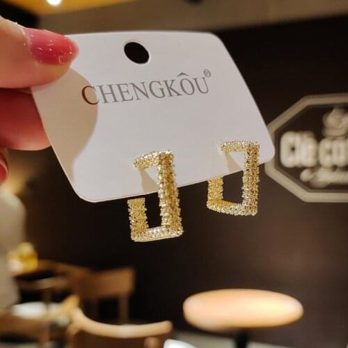 2021 New Korean Fashion Earrings for Women Square Geometry Stud Earrings Earrings for Women Temperament Jewelry Wholesale