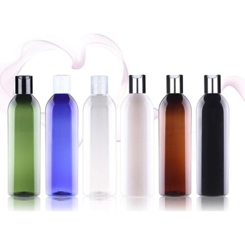 250ML X 24 Plastic Lotion Empty Container With Silver Anodized Aluminium Disc Cap PET Bottle For Skin Care Packaging Shower Gel